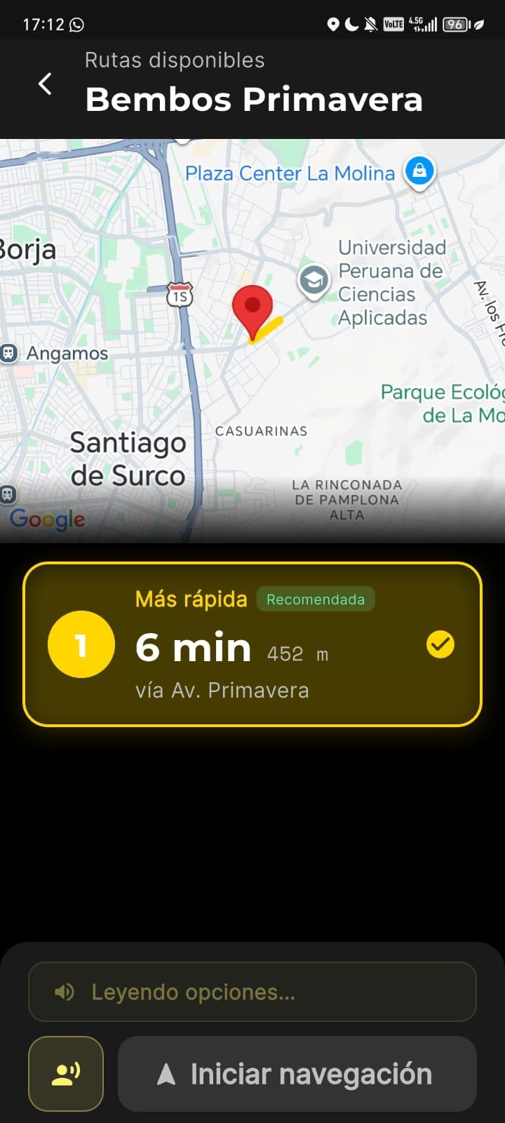 Navega Ya — navegación en vivo hacia el destino